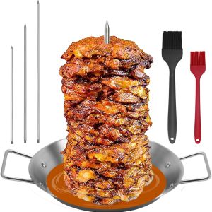 Stainless Steel Vertical SkewerFor Steak Chicken Roaster Rack with BowlWith Metal Replacement SpikesPicnic grill accessories