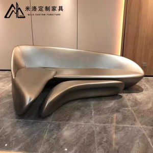 Designer Moon Sofa Luxury Curved Corner Glass Steel Leisure Couch Artistic Style Customizable Home Furniture