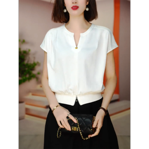 QINGNAER | Casual Slimming Design Shirt White