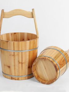 Meilokang Foot Bath Chinese Medicine Barrel Bucket Wooden Keg Carrying Barrel Wooden Bucket Sauna Carrying Bucket Props