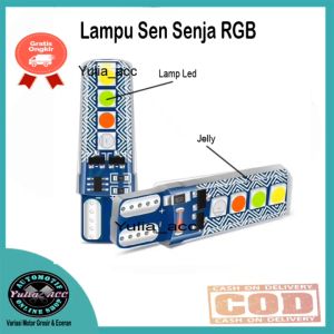 2pcs Lampu LED Senja Sein T10 Running Kedip 8 Led Jelly RGB 2 Mode Universal Motor Mobil Beat Scoopy Mio Vario Nmax Vixion Dll