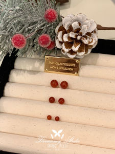 Retro High-End Natural South Red Agate Earrings Fashionable White Enhancing Tomato Red Geometric Pattern Silver Earrings for Women