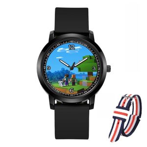 Minecraft Anime Waterproof Quartz Watch Student Pressure Relief Rubber Bracelet Alloy Shell Neutral Style Domestic Brand