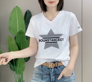 Áo Thun Nữ Cổ Chữ V Tay Ngắn Thiết Kế Năm Ngôi Sao Mùa Hè 2023 Dáng Ôm Vừa Vặn Đa Năng Chất Liệu Cotton Pha Trộn Thường Ngày