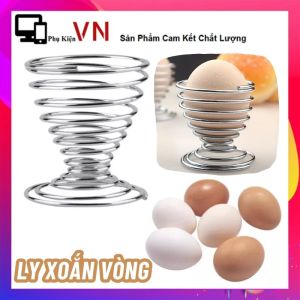 Ly Ăn Trứng Lò Xo Vòng Xoắn Bằng Thép Không Gỉ - Cốc Đựng Trứng Kiểu Xoắn Ốc Bằng Kim Loại Tiện Dụng Mini