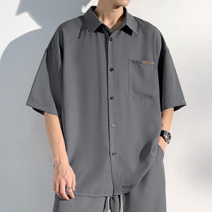 Ice Silk Short Sleeve Shirt Mens Summer Thin Casual Loose Breathable Fashionable Japanese Brand Cool Feeling Shirt