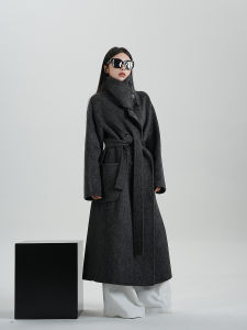 Elegant Long Woolen Coat SRYSAME Womens Autumn Winter Fashion Outerwear Thickened Three-Dimensional Cutting Straight Tube Type