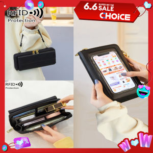 New RFID Fashion Womens Bag with Touchscreen Phone Bag Multi functional Pu Crossbody Shoulder Strap Bag Handbag Coin Wallet