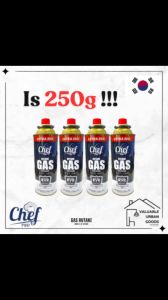 4 bottle 250g Chef Pro Butane Gas Cartridge CP-009BG 230G (+Extra 20G)