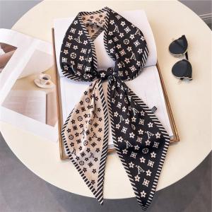 ผ้าพันคอไหมทรงยาวสไตล์เกาหลีสำหรับผู้หญิง ผ้าพันคอไหมใบตูมลายเรขาคณิต ฤดูหนาว ฤดูร้อน ฤดูใบไม้ผลิ ฤดูใบไม้ร่วง