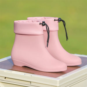 Giày Bốt Chống Nước Mùa Thu Đông Cho Nữ Giày Bốt Cao Đến Đầu Gối Ngắn Chống Mài Mòn Ấm Áp Thời Trang Mùa Đông