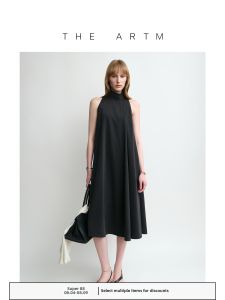 Silk Stand Collar Sleeveless A-Line Dress