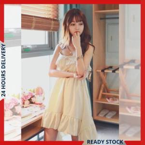 CFBOUTIQUE Korean Style Women Fashion Spaghetti Strap Ruffles Dress Asymmetric Ladies Summer Dress