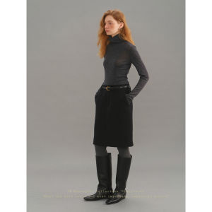100% Wool High Neck Simple & Versatile Knit Sweater Womens