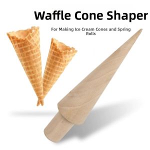 Cone-shaped Wooden Molds for Making Waffle Cones Ice Cream