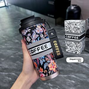 Ba Wang Chai Ji Ceramic Inner Lid Double Drink Cup Bell Flower High Aesthetic Value Coffee Cup Car Mounted Gift Thermal Cup