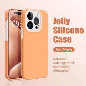 CrashStar เคสแบบนิ่มที่เป็นซิลิโคนเหลวเจลลี่กันกระแทกสำหรับ iPhone 15 14 Pro Max Plus 13 12 11 Pro Max ฝาครอบโทรศัพท์สีทึบแบบใสเรียบง่ายพร้อมเลนส์ป้องกันกล้องคลุมทั้งหมด