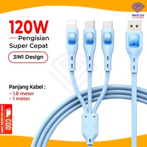 [COD] KABEL DATA CHARGER TYPE C / MICRO USB L MACARON 120W FAST CHARGING 3IN1 KD43
