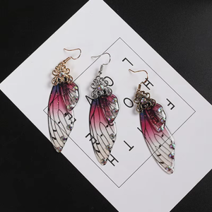 New Demon Slayer Butterfly Wing Earrings Kimetsu no Yaiba Kochou Shinobu Earring Ear Clip Anime Cosplay Props Women Girl Jewelry