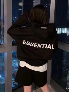 Áo Nỉ in Chữ Phản Quang Essential Back Lettering Áo Nỉ Cặp Đôi Dáng Rộng Thoải Mái Thường Ngày Mùa Thu Cotton Dài Tay