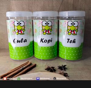 toples bumbu/kue motif keroppi ukuran 1000ml(harga buat 3pcs)
