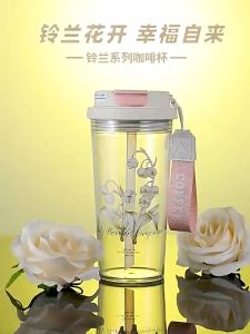 [SG Seller]Environmental Protection with Straw Tritan Leak-proof Fitness Drinking Cups，Sports Water Bottlewith Handle Transparent Portable Sport Tea Cup