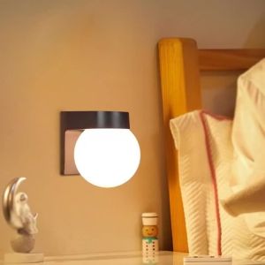 JOYINLED 1/2pcs Black E26/E27 LED Wall Lamps Acrylic Ball Wall Lights Outdoor Sconces for Passage Corridor Bedroom Bedside Lamp