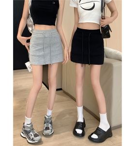 กระโปรงสั้นทรงเอเอวสูงสำหรับผู้หญิงไซส์ใหญ่ สไตล์สาวฮอต ทรงกล้วย สวมใส่สบาย ผ้าฝ้ายผสมโพลีเอสเตอร์ กระโปรงสั้นฤดูร้อน