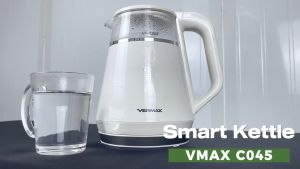 Vermax 1000W 1L Borosilicate Glass Electric Kettle with Smart Temperature Control Double Layer Heat-Resistant Base and 5 Temperature Settings