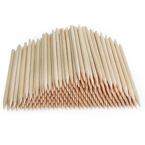Lurayee Nail Cuticle Pusher Orange Wood Sticks Nail Manicures Remover Wooden Design Nail Gel Polish Drawing Stick for Nail Art