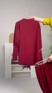 YOUMILIER WOMEN SET BLOUSE AND PANTS LONG SLEEVE SUITBLACK/KHAKI/DARKBLUE/MOCHA/MAROON(YMWMO13)