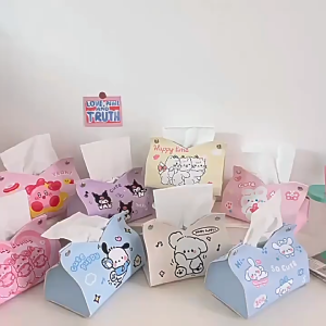 Snoopy Waterproof Leather Tissue Box Holder - Foldable Car Napkin Organizer for Kitchen Bathroom Cute tissue box for home living room and bedroom paper box multi-functional storage napkin box