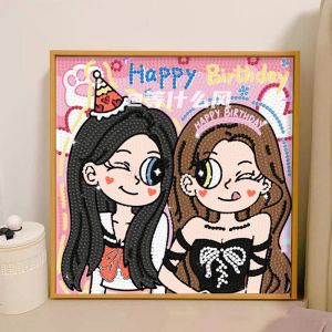 2024 New DIY Diamond Painting Stickers Childrens Handmade Full of Diamonds Happy Birthday Gift for Girls Creative Crafts