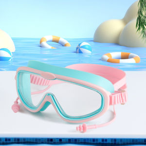 EELHOE | New Kids Big Frame Swimming Goggles With Earplugs Children Anti-fog Swimming Glasses Pool Beach Eyewear Swim GogglesAcc
