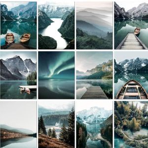 GATYZTORY อะคริลิคภาพวาด River Mountain ภูมิทัศน์ Handpainted ภาพโดยตัวเลขสําหรับผู้ใหญ่ของขวัญเรือบนผ้าใบ