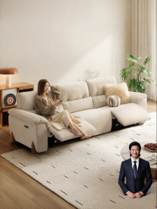 Compact Electric Living Room Sofa with Feather Velvet & Cat-Resistant Cloth