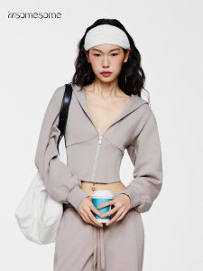 asomesome | Áo Hoodie Ngắn Dáng Mỹ Zip-Up