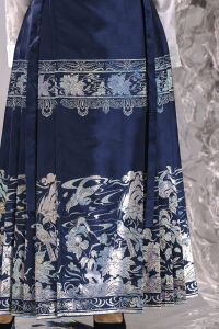 Jiao Ying Ting Original New Chinese Style Horse Tail Skirt Set Womens Fashionable Daily Hanfu Ensemble Floral Debossing Design