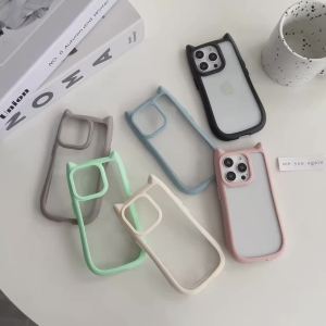 Ốp điện thoại silicone trong suốt tai mèo 3D dễ thương cho iPhone 15 14 13 12 Pro Max khung mờ bảo vệ chống sốc nắp lưng