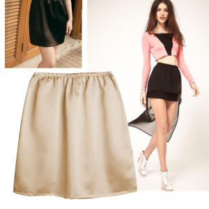 Womens Skirt Elastic Waist Half Slip Petticoat Skirts Underskirt Lady Crinoline Milk Silk White Lace Commuter Office Skirt