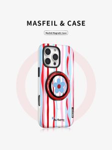 MASFEIL | Artistic Stripe Magnetic Stand Case for iPhone 16 Promax and iPhone 15 Pro