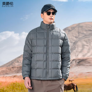 Enjeolon | Mens Winter Warm Stand Collar Checkered Quilted Down Jacket