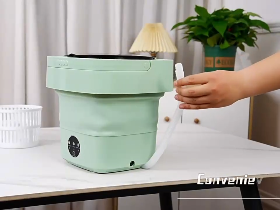 SEESAYES Portable Foldable Washing Machine 12L Large Capacity 3 Smart Modes Spin-Dry Basket Perfect for Travel Socks & Baby Clothes Camping & RV Compact & Lightweight