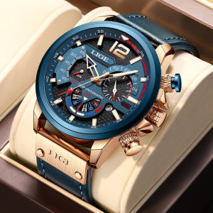 LIGE Terbaru Jam Tangan Pria Original Anti Air Sports Kronograf Aktif Jam Tangan + Kotak