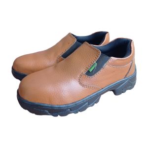 Sepatu Safety Pendek Pria Ujung Besi Kulit Sapi Asli Septi kerja Lapangan Safety Shoes Pria Wanita model Tampa tali Sepatu SPBU Slip on