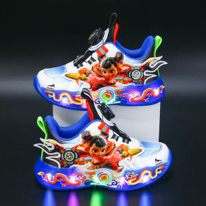 Elastic Laces Kids Running Shoes Low Top Childrens Sport Sneakers Phosphorescent Rotation Buckle Dad Shoes Anti-slip Wear-resistant