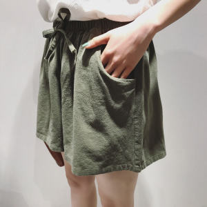 Cotton Linen Short Pants Women Summer Students Loose Waist High Waist Wide Leg Pants Five Parts Large Size Casual Hot Pants