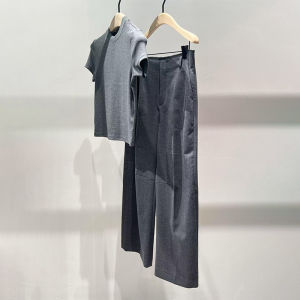 SHANGSHA | Summer Elegant Gray Suit Pants