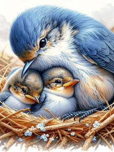 Huacan Full Square Round Diamond Painting Bird Nest Mother Diamond Embroidery Animal Set Picture Of Rhinestones