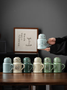 Ru Ware Small Insulation Pot Household Tea Maker Ceramic Office Kung Fu Travel Hot and Cold Braised Tea Cup Personal Mug